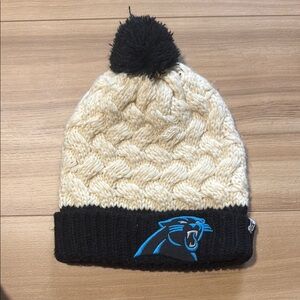 Carolina Panthers Womens' Cream and Black Knit Beanie with Pom